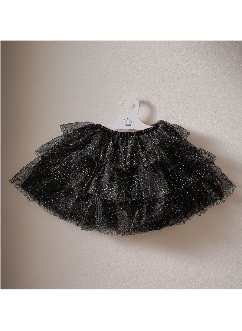 Ginger Ray Sparkle Black and Gold Tiered Tutu 5-7 Years - Fancy Party Tutu for Kids? Dress-Up and Celebrations