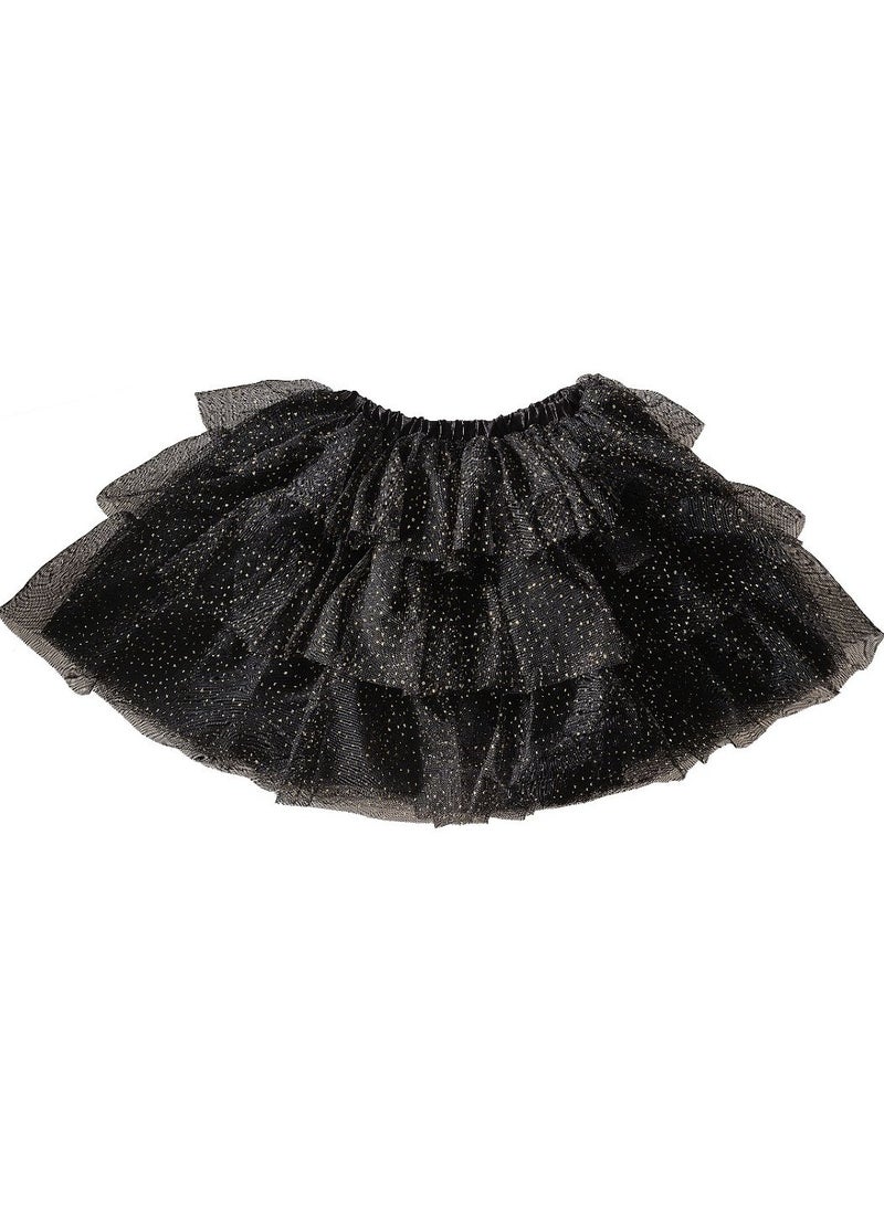 Ginger Ray Sparkle Black and Gold Tiered Tutu 5-7 Years - Fancy Party Tutu for Kids? Dress-Up and Celebrations