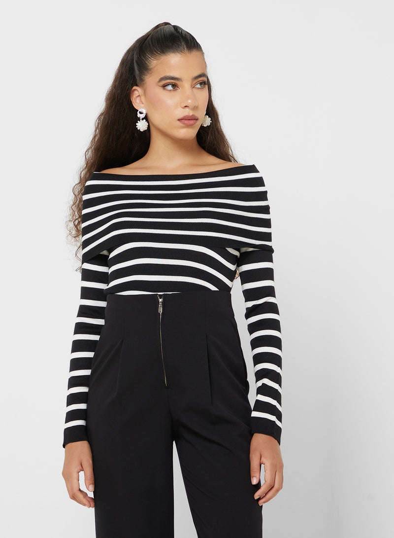 Stripe Off Shoulder Top