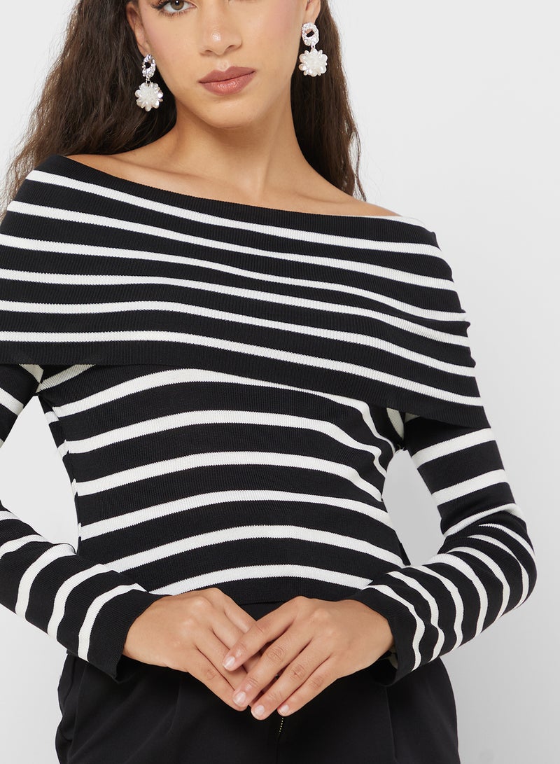 Stripe Off Shoulder Top