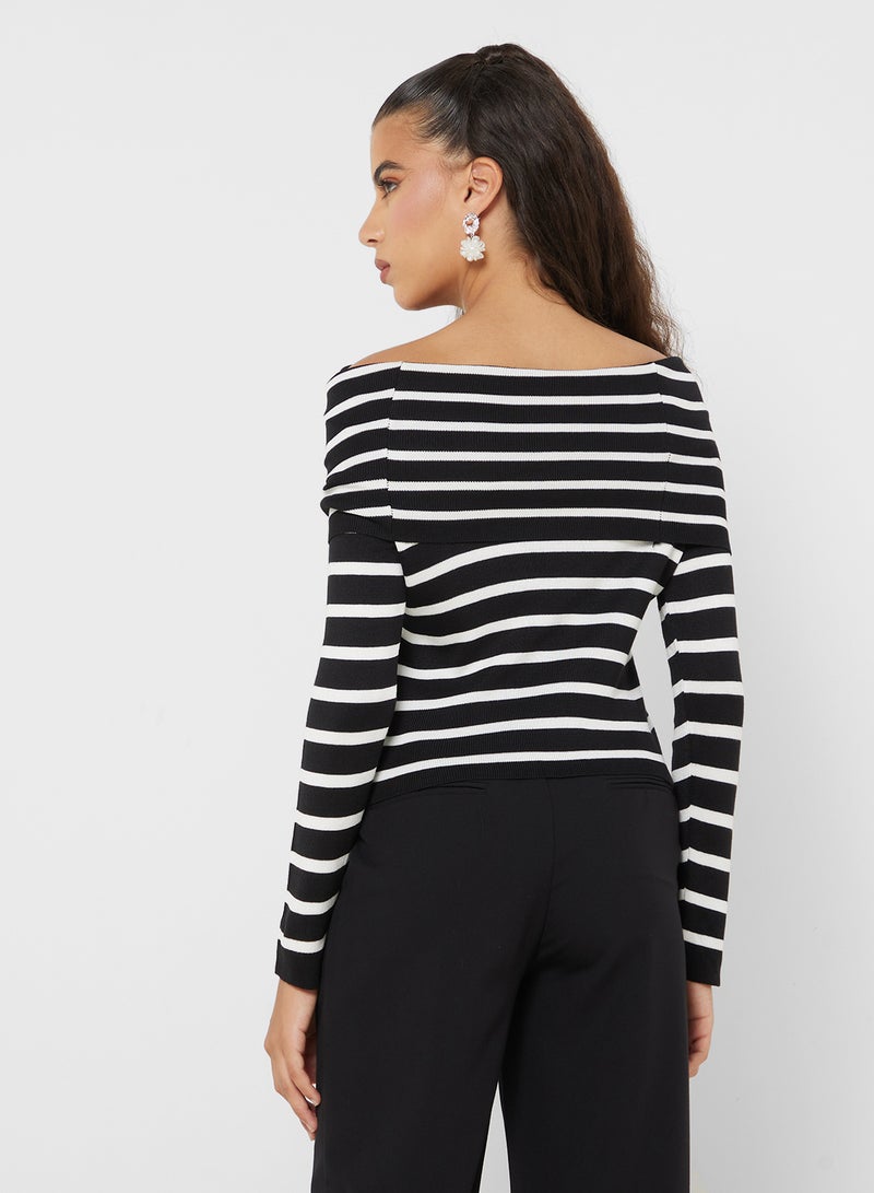 Stripe Off Shoulder Top