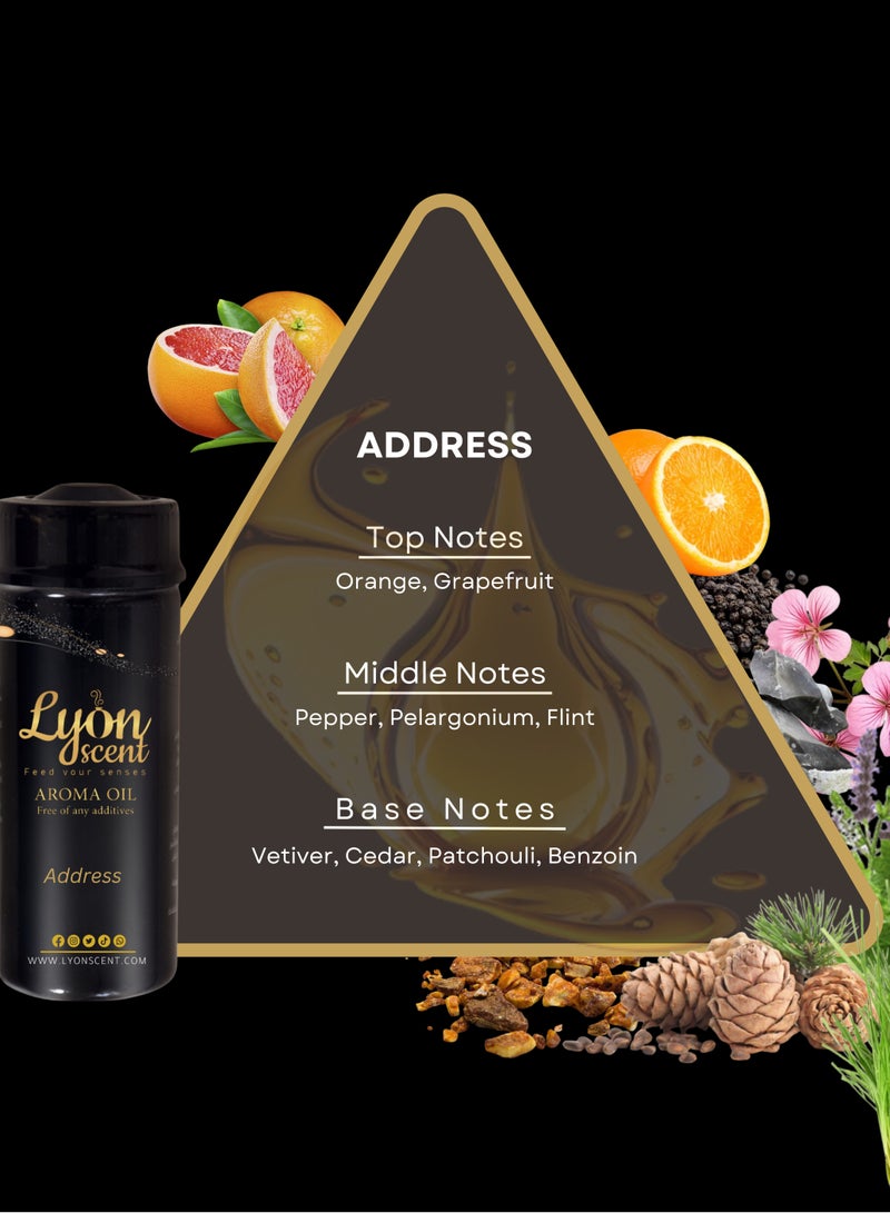 Lyon Scent Aroma Oil, 100% Pure Oil, Perfume for Air Freshener, Diffuser Aroma, Fragrance Oil, Air Freshener Oil refill, Essential Scented Oil, Luxurious Scent (ADDRESS)