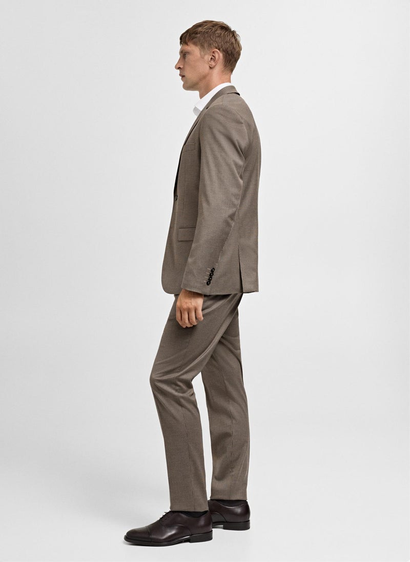 Herringbone Structure Slim Fit Pants