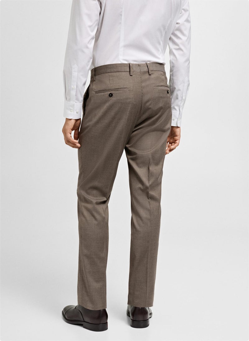 Herringbone Structure Slim Fit Pants