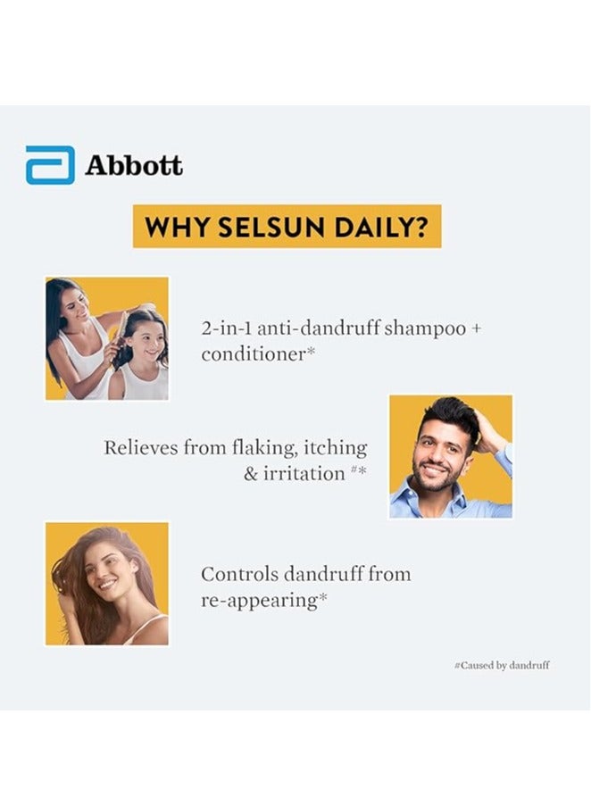 Abbott Selsun Daily Anti Dandruff Shampoo, Clears Away Dandruff Flakes, Relieves From Dandruff Related tching, Conditions Hair (Pack Of 3, 120Ml Each)