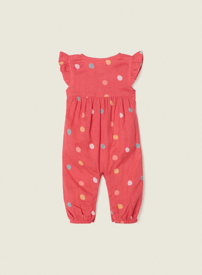 Jumpsuit for Newborn Baby Girls 'dots', coral