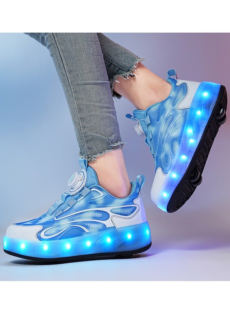 Double Wheel LED Flash Light Fashion Shiny Sneaker Skate Heelys Shoes With Lightning Sole