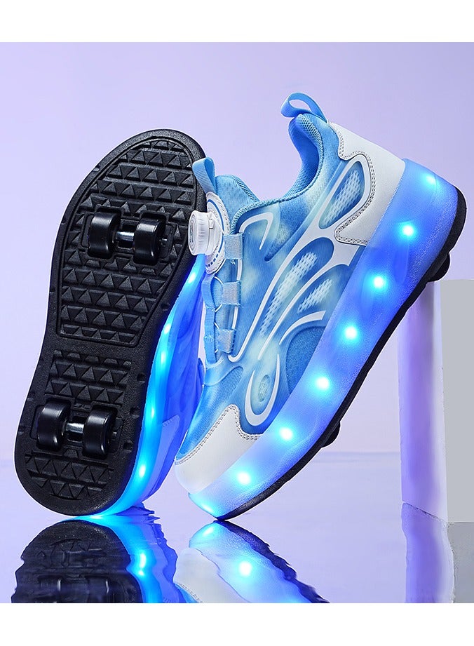 Double Wheel LED Flash Light Fashion Shiny Sneaker Skate Heelys Shoes With Lightning Sole