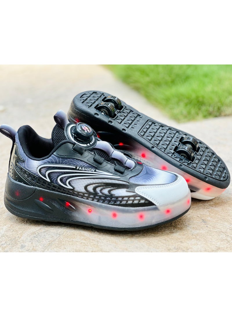 Double Wheel LED Flash Light Fashion Shiny Sneaker Skate Heelys Shoes With Lightning Sole