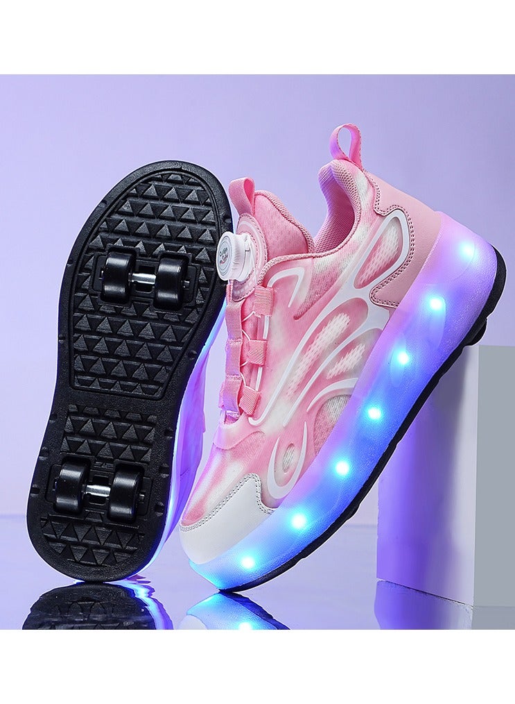 Double Wheel LED Flash Light Fashion Shiny Sneaker Skate Heelys Shoes With Lightning Sole