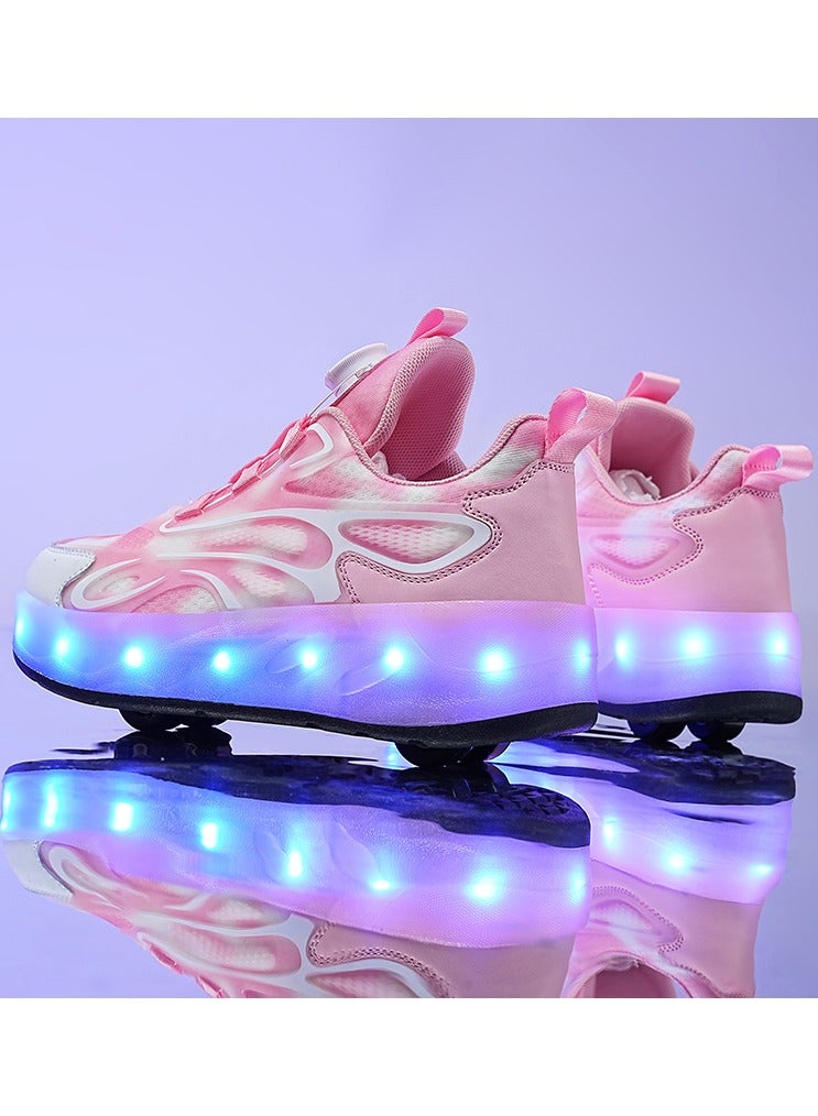 Double Wheel LED Flash Light Fashion Shiny Sneaker Skate Heelys Shoes With Lightning Sole