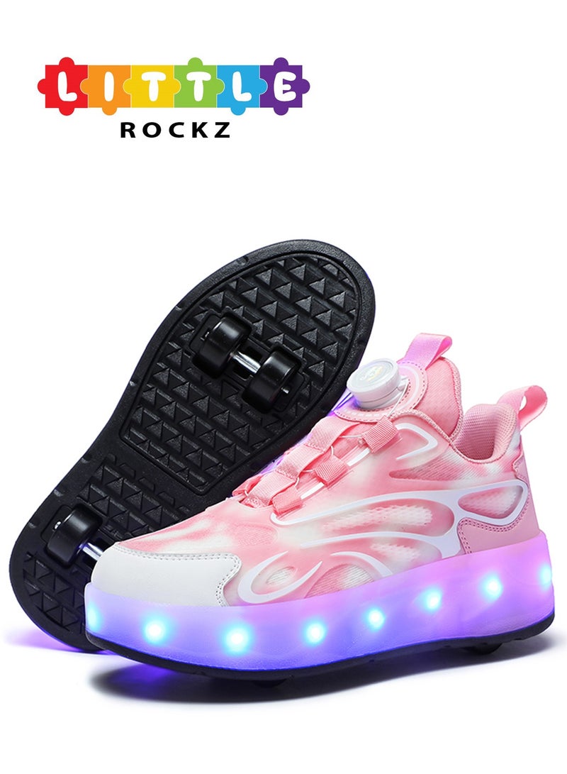 Double Wheel LED Flash Light Fashion Shiny Sneaker Skate Heelys Shoes With Lightning Sole