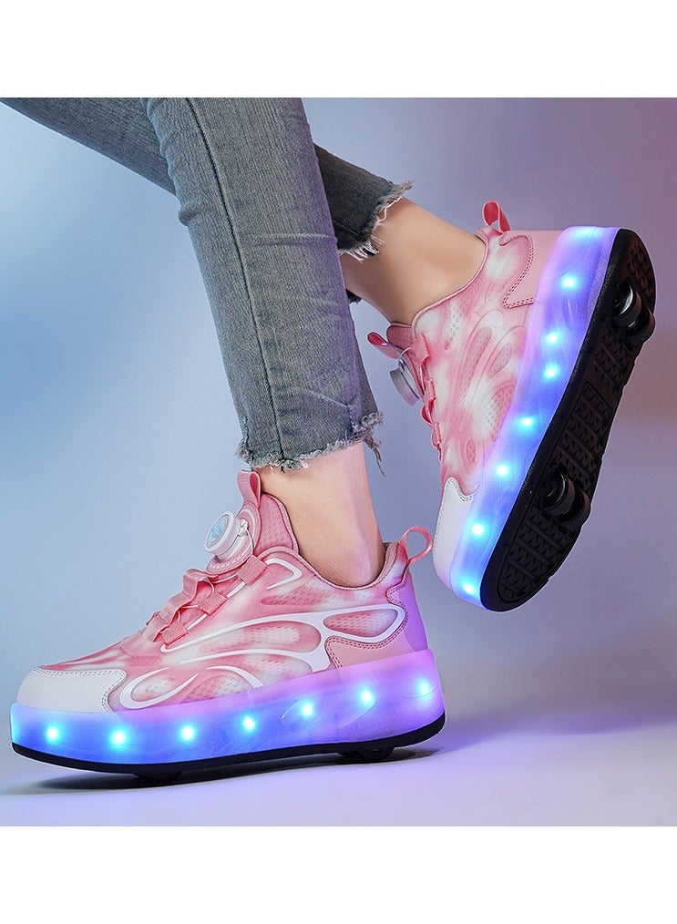 Double Wheel LED Flash Light Fashion Shiny Sneaker Skate Heelys Shoes With Lightning Sole