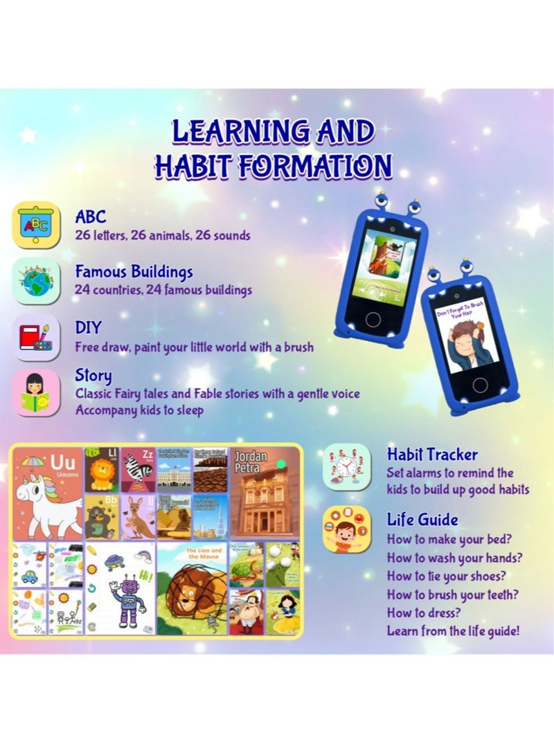 Kids Smart Phone Toys for Girls Ages 3-8 Toddler Play Travel Toys with Dual Camera Educational Learning Games Puzzles MP3 Music Player Birthday Gifts for Kids Girls 3-8 Years Old