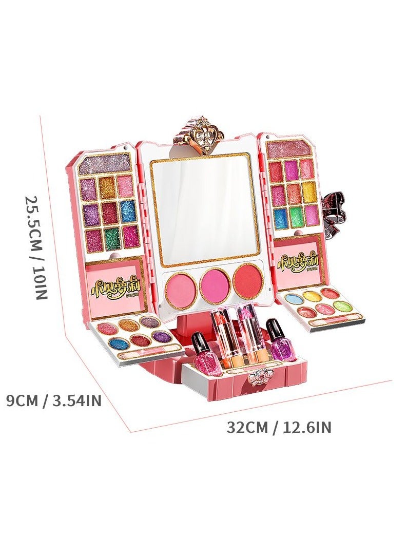 Beauty Fashion Kids Makeup Toy For Girls Washable Cosmetic Toy Set With Light Makeup Pretend Play Lipstick Nail Polish Kit 3 Years Children