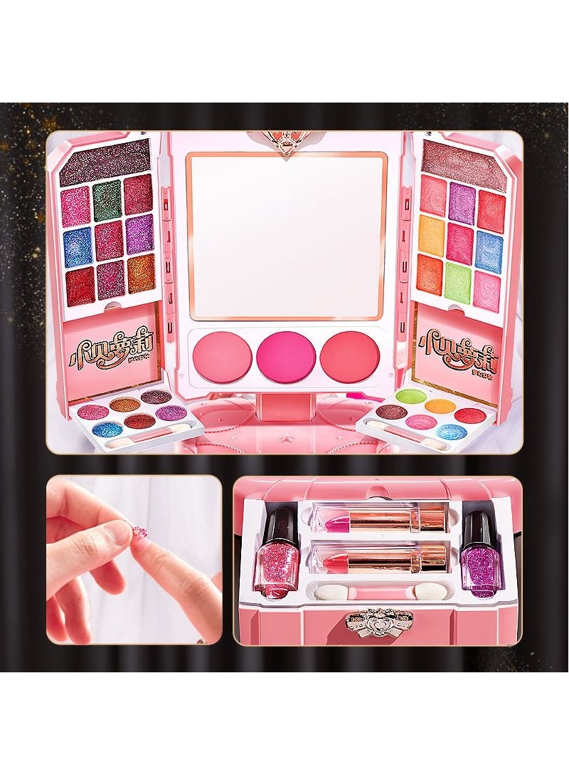 Beauty Fashion Kids Makeup Toy For Girls Washable Cosmetic Toy Set With Light Makeup Pretend Play Lipstick Nail Polish Kit 3 Years Children