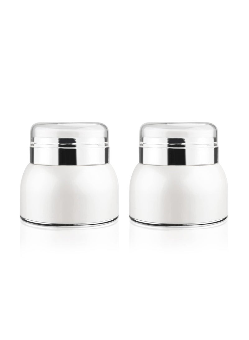 Airless Pump Jar Pot, 2pcs 50ml Empty Acrylic Face Cream Jar with Press Pump, Portable Refillable Travel Sample Cosmetic Container for Makeup, Essence