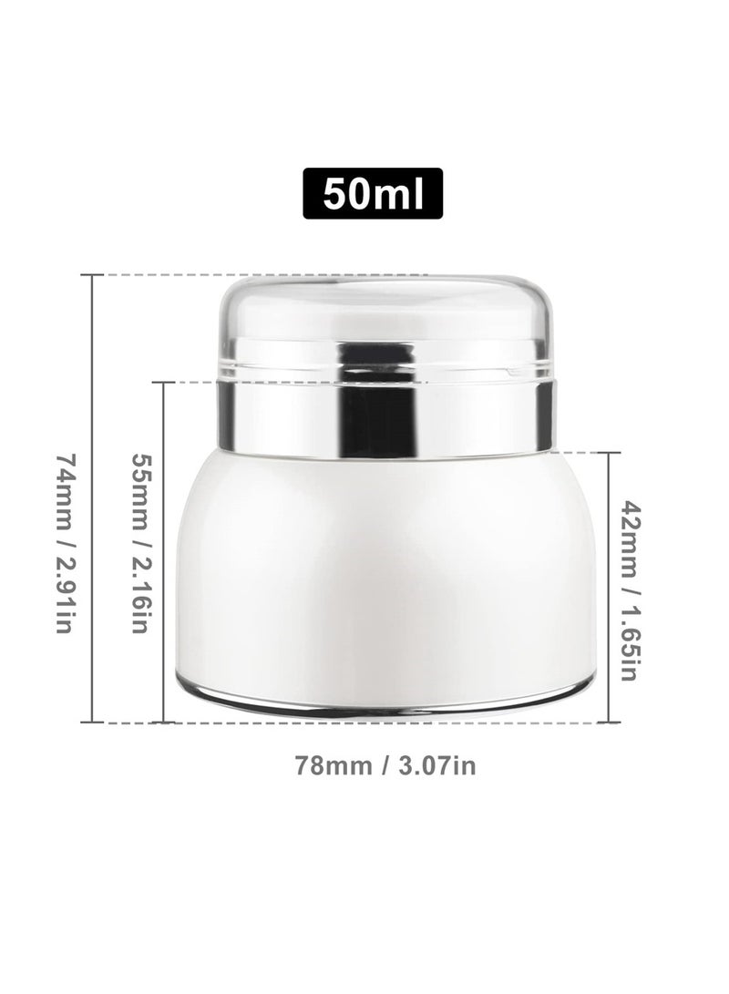 Airless Pump Jar Pot, 2pcs 50ml Empty Acrylic Face Cream Jar with Press Pump, Portable Refillable Travel Sample Cosmetic Container for Makeup, Essence