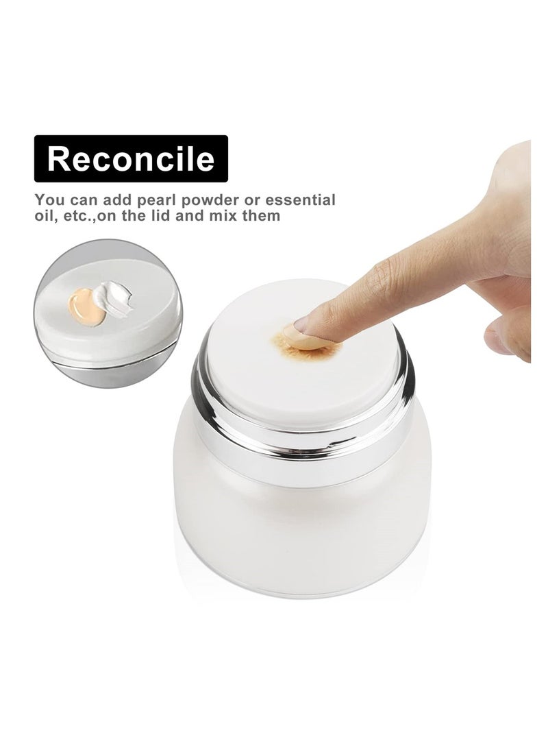 Airless Pump Jar Pot, 2pcs 50ml Empty Acrylic Face Cream Jar with Press Pump, Portable Refillable Travel Sample Cosmetic Container for Makeup, Essence