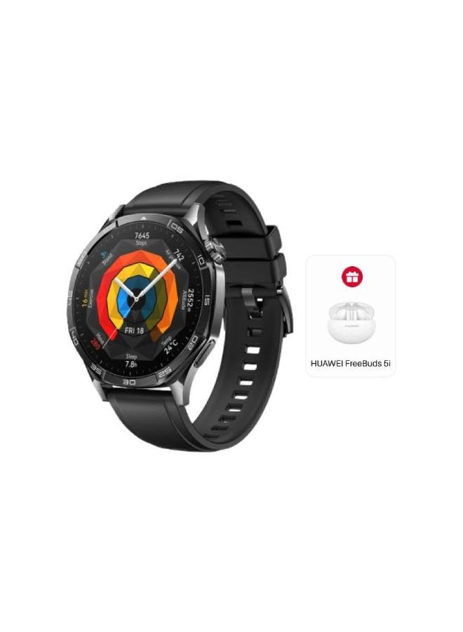 WATCH GT5 46mm Smartwatch, up to 14 Days Battery Life, All-new Running and Cycling Sports Smart Watch, Sharp-Edged Design, Health Tracking, Compatible with iOS and Android (with Freebuds 5i) Black