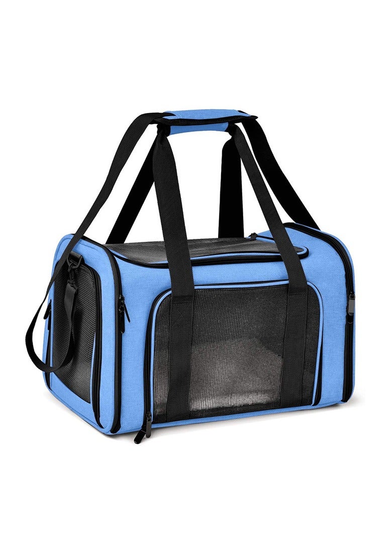 Large Cat Carrier Dog Carrier Pet Carrier Large cat puppy up to 25 pounds, large dog Carrier Soft-sided, foldable waterproof travel - big - blue