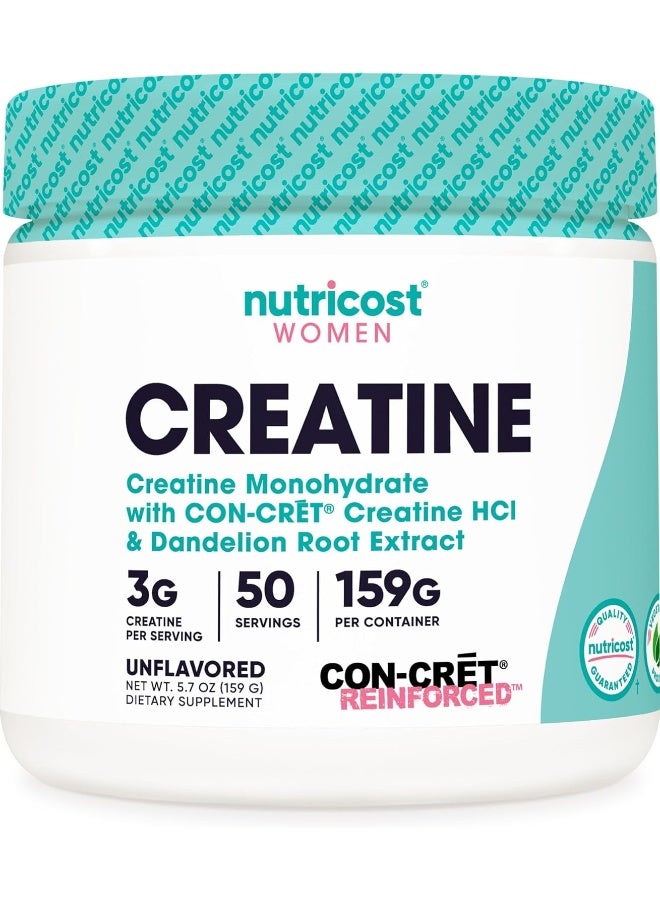 Creatine Monohydrate Powder For Women Micronized Unflavored 50 Servings - Vegetarian Non-Gmo Gluten Free