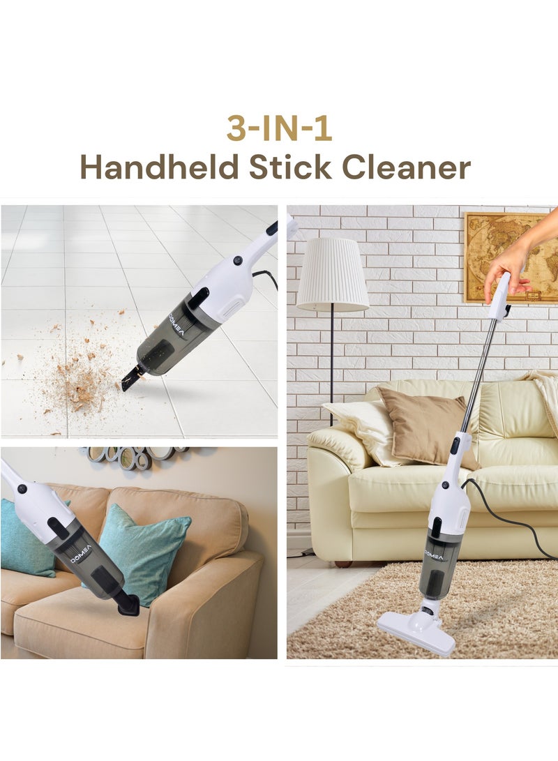 3-in-1 Handheld Vacuum Cleaner | 600W Motor, HEPA Filter, Lightweight Quiet Powerful Suction | 1.2L Dust Capacity, 5m Cable | Extended Handle, Brush & Stick for Cleaning Floors, Sofas, Carpets