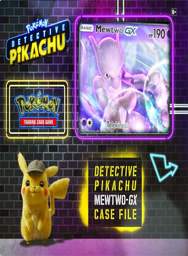 Pokemon TCG: Detective Pikachu Mewtwo-Gx Case File | 6 Booster Pack | A Foil Promo Gx Card | A Oversize Gx Foil Card