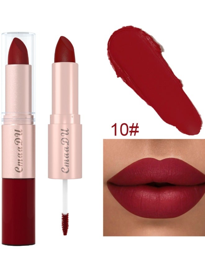 2-in-1 lip balm Lipstick and lip lacquer Creamy matte finish Vivid long-lasting color Vegan formula Soft matte lipstick Color: Dark red