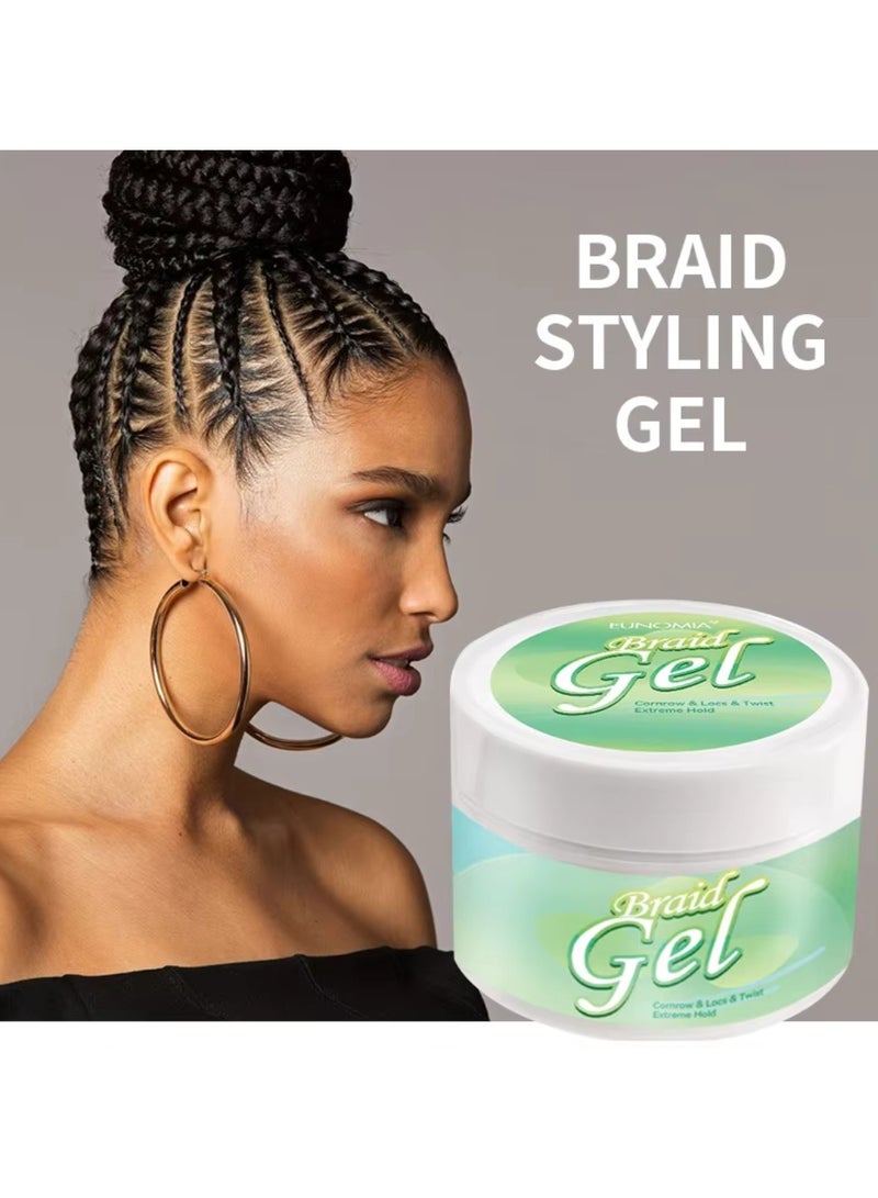 250ml Braid Gel Extreme Hold Braid Gel for Cornrow Locks and Twist Braid Styling Gel with Argan Oil and Castor Oil Edge No Flake Extra Hold High Shine Braiding Gel Edge Control Hair Styling Gel