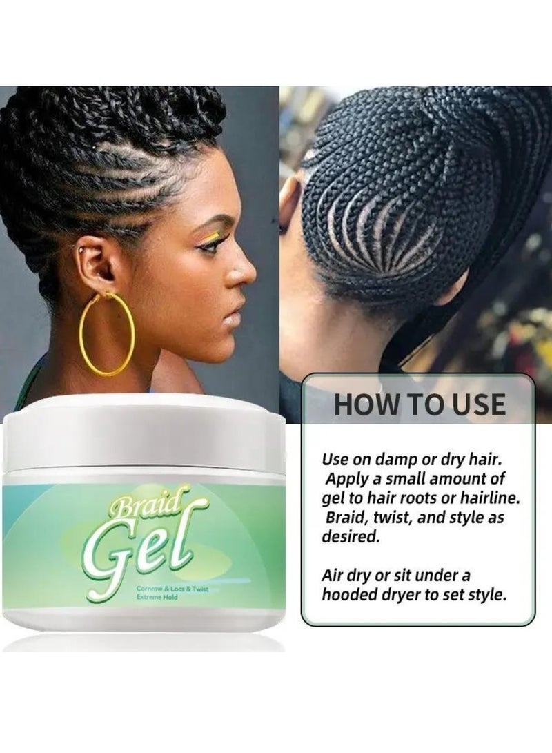 250ml Braid Gel Extreme Hold Braid Gel for Cornrow Locks and Twist Braid Styling Gel with Argan Oil and Castor Oil Edge No Flake Extra Hold High Shine Braiding Gel Edge Control Hair Styling Gel