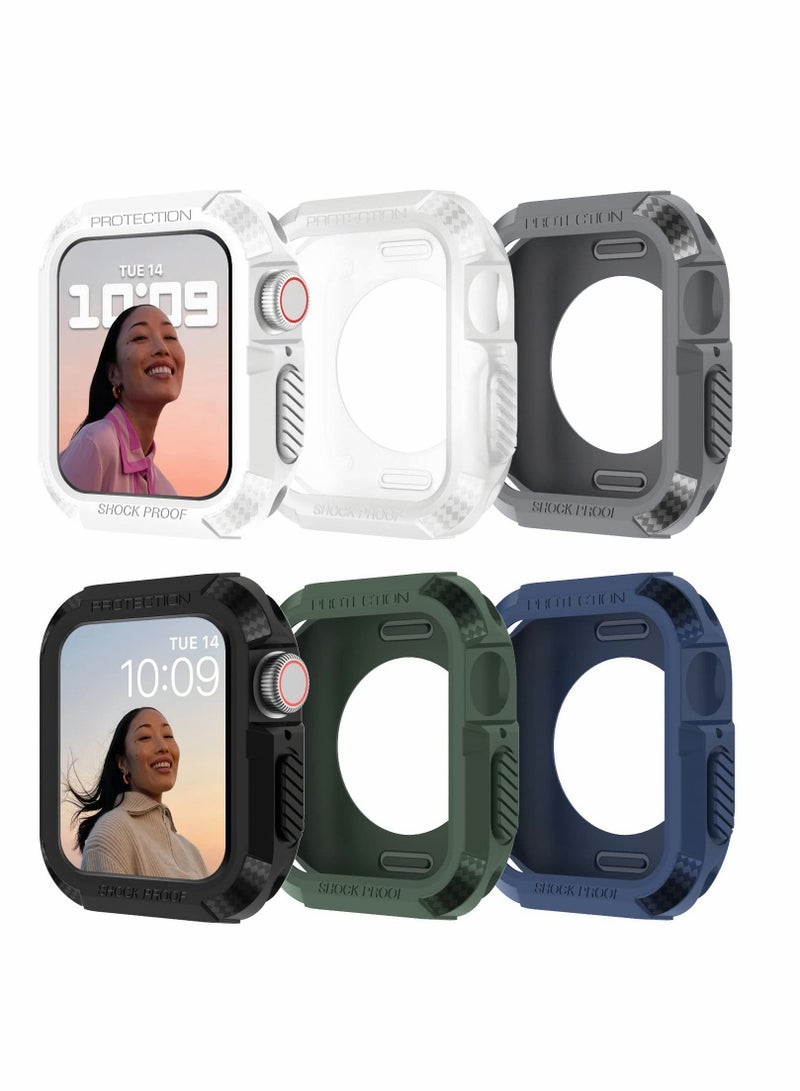 6 Pack Case Compatible with Apple Watch Series 8/7 45mm, Rugged Protective Soft TPU Bumper for iWatch Scratch Resistant Full 45mm Cover Men Women Colors