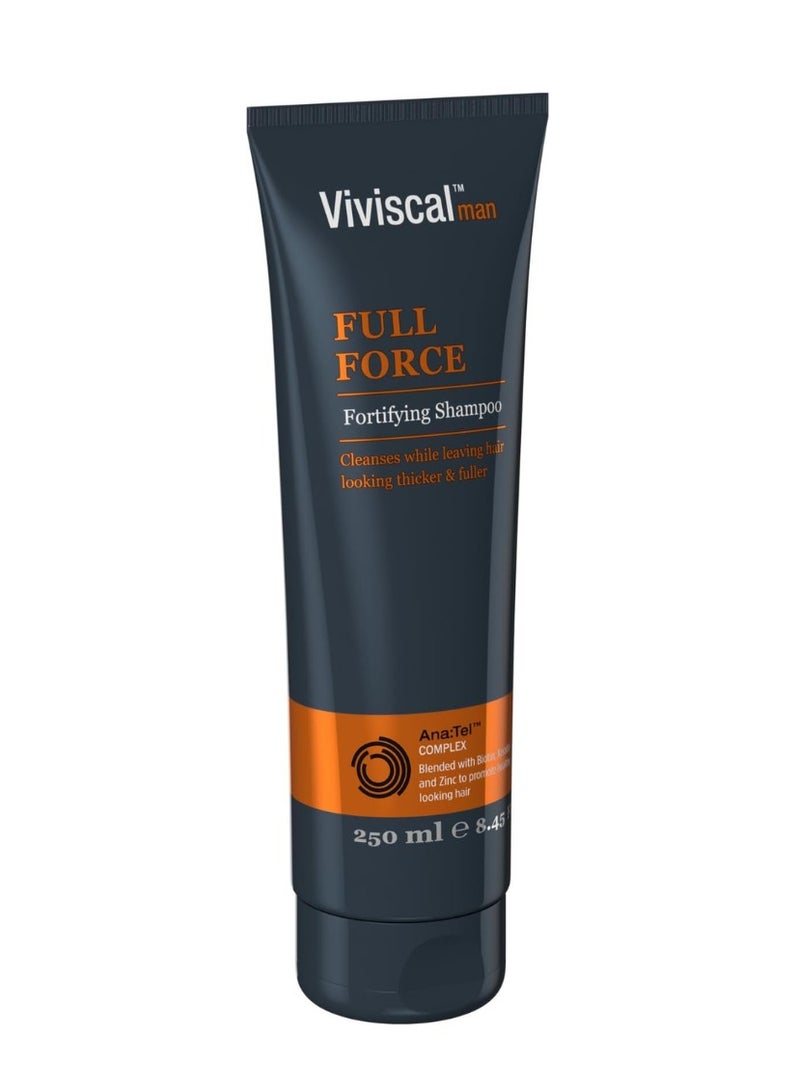 Full Force Fortifying Hair Thickening Shampoo for Men Formulated with Biotin, Keratin & Marine Collagen, Shampoo for Thinning Hair, Hair Fall, and Hair Volume – 250ml