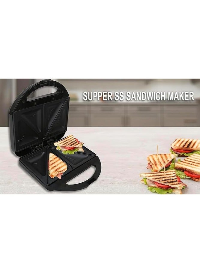 MEBASHI Sandwich Maker – 800 Watt | Cool Touch Handle | Non-Stick Plates | Makes 2 Sandwiches (ME-SW1002B)