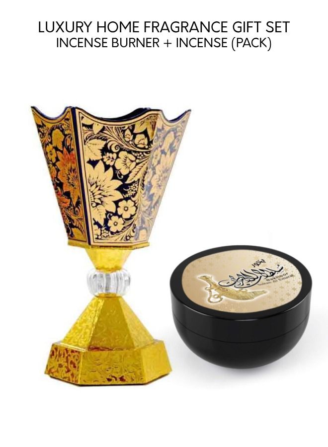 Luxury Home Fragrance Arabic Gift Set - Electric Incense Burner + Bakhoor 70gm (assorted)