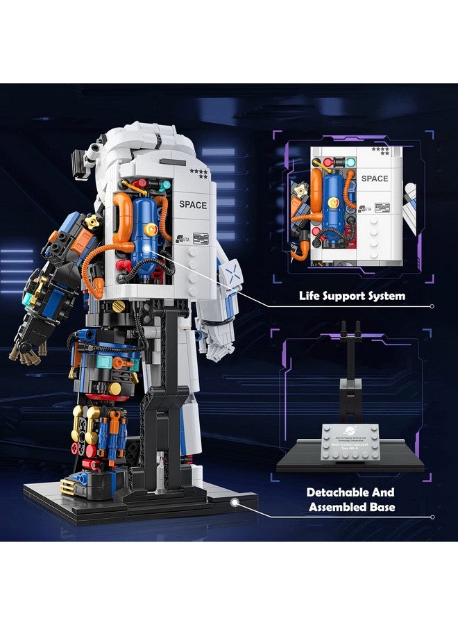 Astronaut Space Building Set Ideas Space Toy For Adults Kids Building Blocks Kit With Display Stand & Two Helmets ; Creative Stem Star Space Wars Set Gift For Boys Girls Age 8+ (896 Pcs)