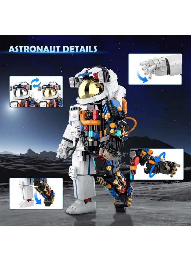 Astronaut Space Building Set Ideas Space Toy For Adults Kids Building Blocks Kit With Display Stand & Two Helmets ; Creative Stem Star Space Wars Set Gift For Boys Girls Age 8+ (896 Pcs)