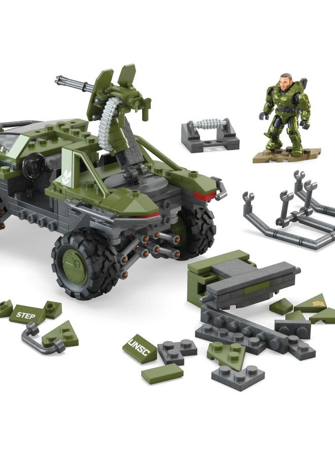 Halo The Series Vehicle Building Toys Set, Fleetcom Warthog Atv With 469 Pieces, 5 Micro Action Figures, Poseable Articulation, Kids And Fans