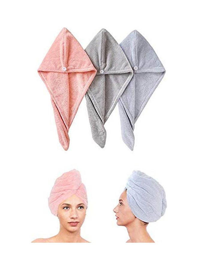 3 Pack Hair Towel Wrap Turban Microfiber Drying Bath Shower Head Towel Multicolour