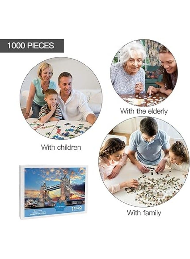 1000 Piece London Tower Bridge Jigsaw Puzzle Challenging Puzzle for Adults High-Quality and Detailed Perfect for Puzzle Enthusiasts