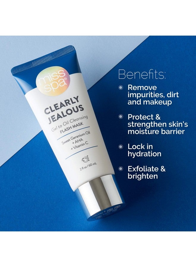 Gel Cleansing Flash Face Mask For Women Vitamin C Makeup Remover Alpha Hydroxy Acid Antioxidant Remove Impurities & Dirt Exfoliate & Brighten Skin Dermatologist Tested2 Oz.
