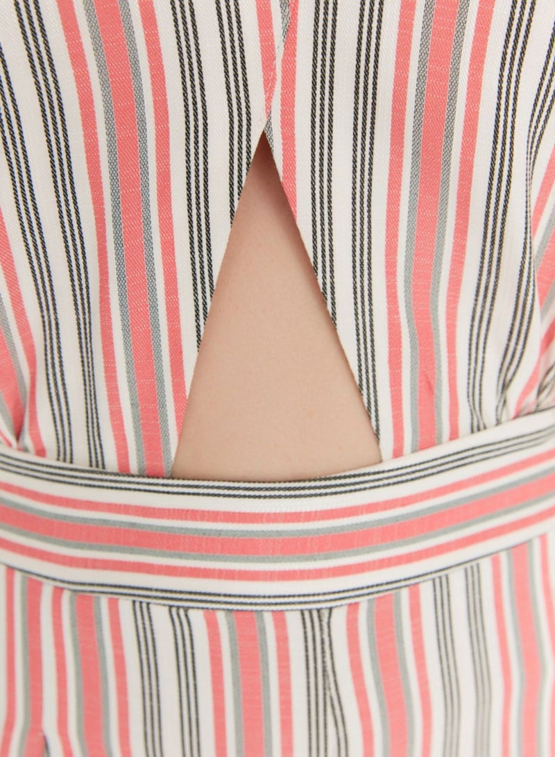 Striped Cut Out Detail Jumpsuit