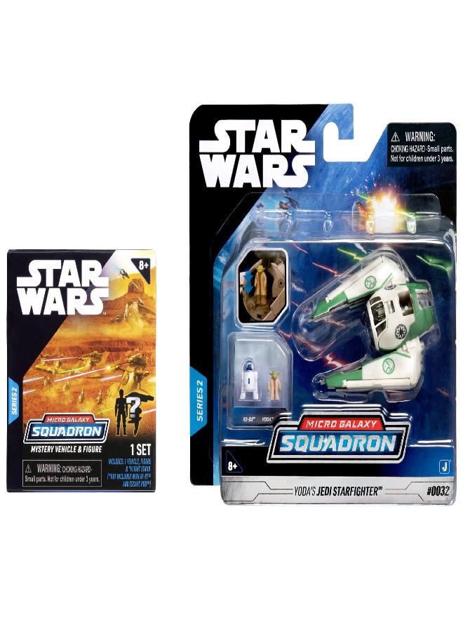 STAR WARS Micro Galaxy Squadron Jedi Starfighter (Yoda) Mystery Bundle - 3-Inch Light Armor Class Vehicle and Scout Class Vehicle with Accessories - Amazon Exclusive