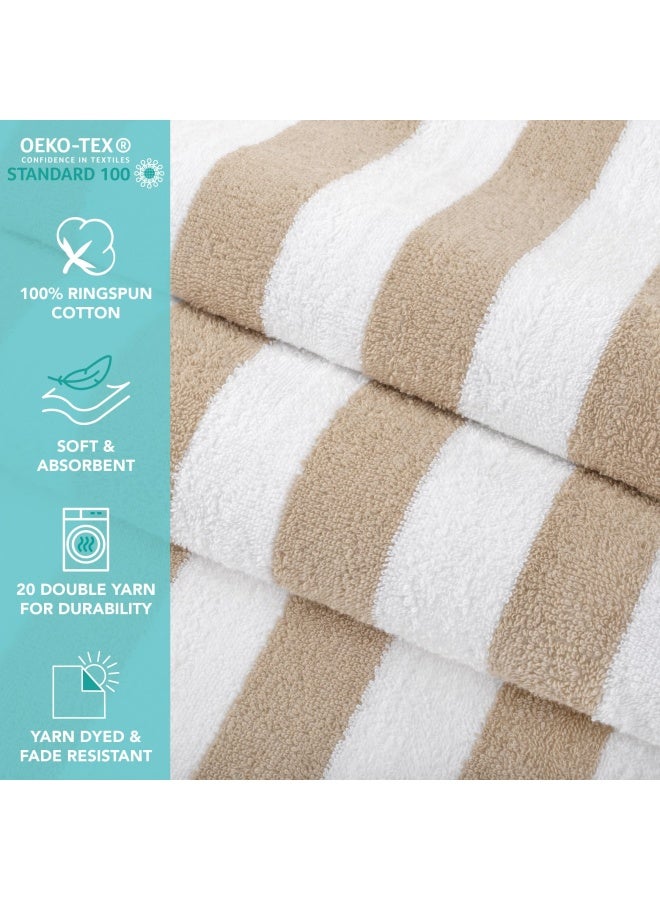 Arkwright Oversized California Beach Towels Pack Of 4 Absorbent Quick Drying Ringspun Cotton Pool Towel Perfect For Hotel Spa Hot Tub And Bath 30 X 70 In Beige