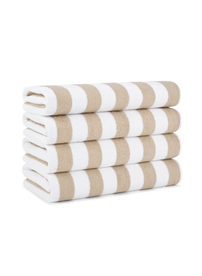 Arkwright Oversized California Beach Towels Pack Of 4 Absorbent Quick Drying Ringspun Cotton Pool Towel Perfect For Hotel Spa Hot Tub And Bath 30 X 70 In Beige