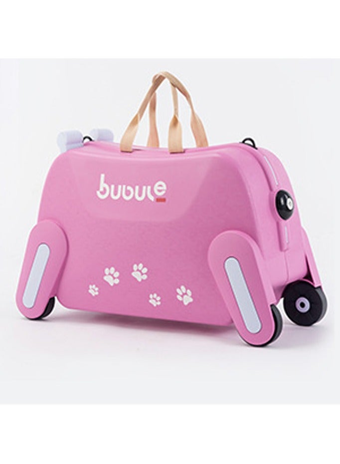 Children's trolley case, suitcase, can be ridden, can sit, cute luggage bag, children's puppy suitcase, pink