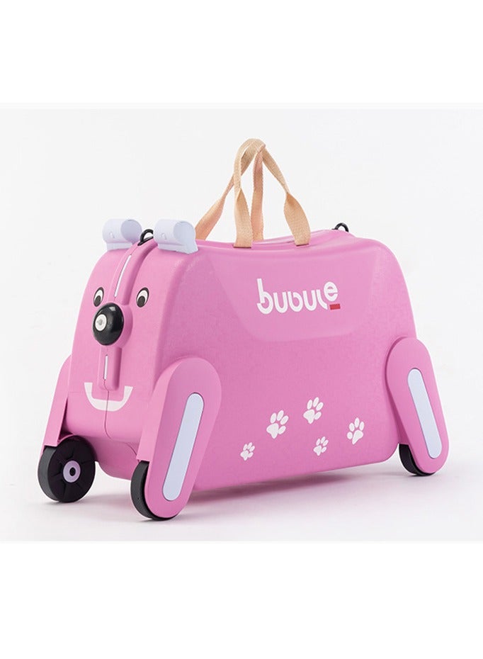 Children's trolley case, suitcase, can be ridden, can sit, cute luggage bag, children's puppy suitcase, pink