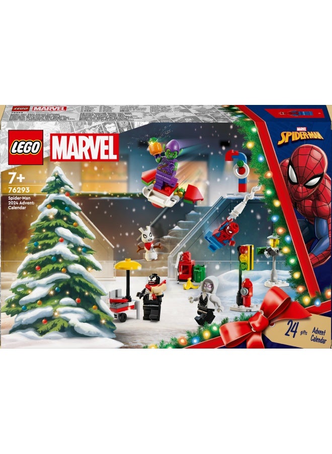 Marvel Spider-Man Advent Calendar 2024, Buildable Christmas Countdown Toy for Kids, with 24 Super Hero Surprises Including 5 Minifigures, Festive Gift for 7 Plus Year Old Boys and Girls 76293