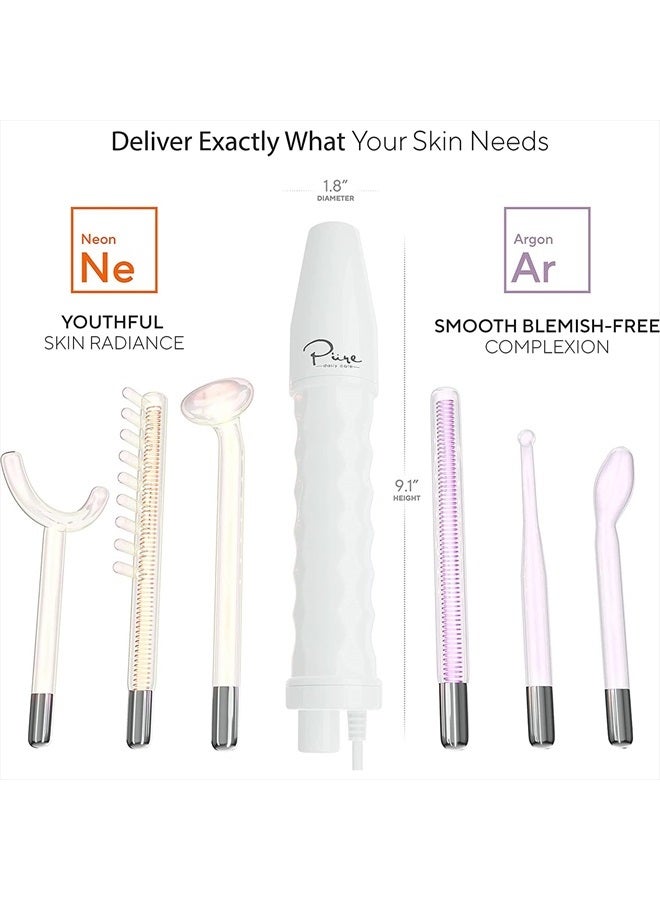 NuDerma Professional Skin Therapy Wand - Portable Skin Therapy Machine with 6 Neon & Argon Wands – Boost Your Skin – Clear Firm & Tighten