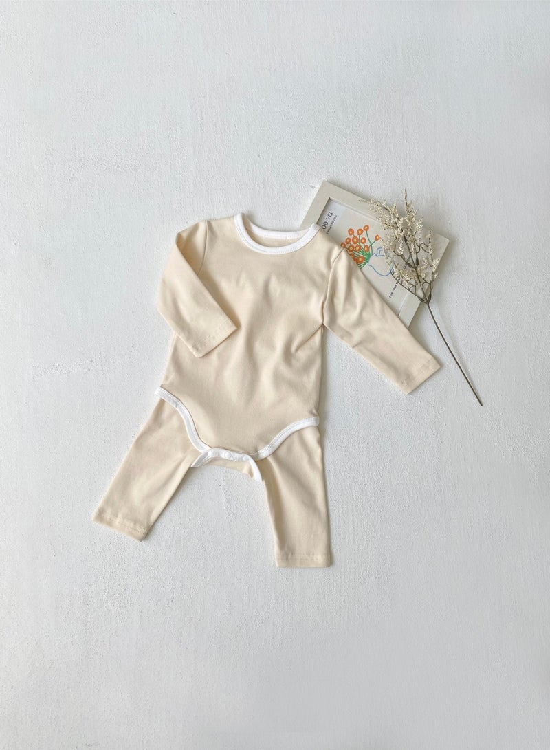 Baby Soft And Breathable Cotton Bodysuit + High Waist Pants Set